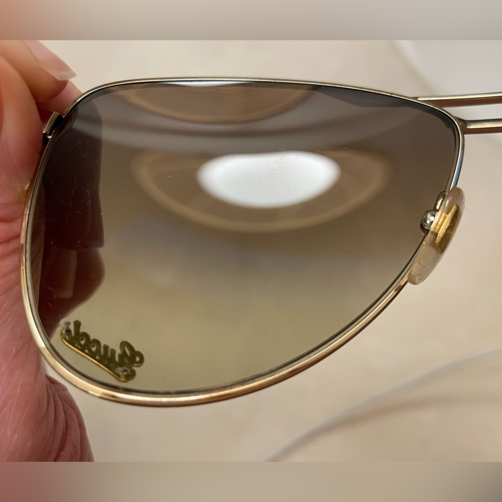 Auth EUC Gucci LOGO Aviator Sunglasses Gold HW tortoise brown gradient lenses - Picture 9 of 15